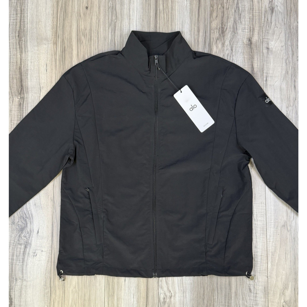 Alo Yoga Takeaway Track Full Zip Nylon Jacket Black Mens Size XL M3334R NEW - Picture 2 of 10